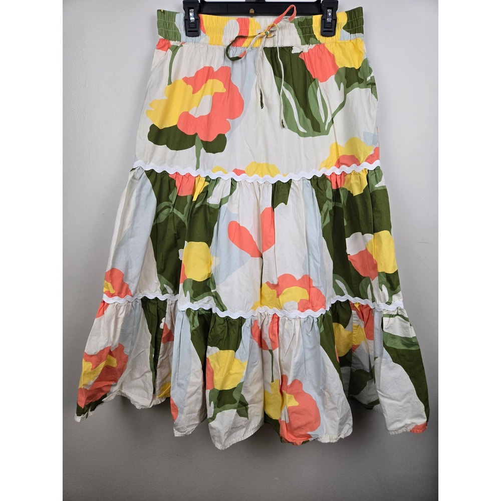 CeCe Womens Floral 2 Piece Set Crop Top Tiered Maxi Skirt Multicolor Size M - Picture 3 of 16